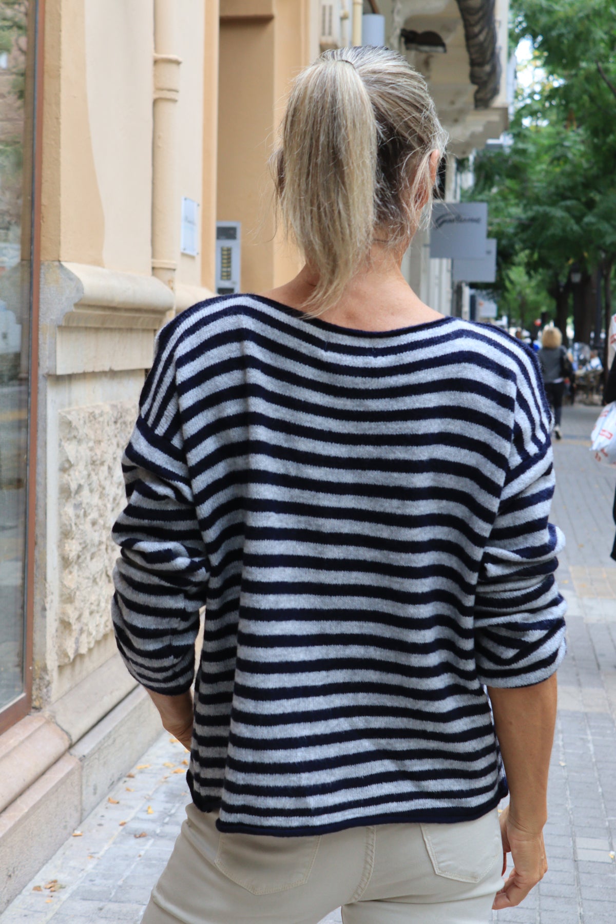 CHAQUETA RAYAS MARINO