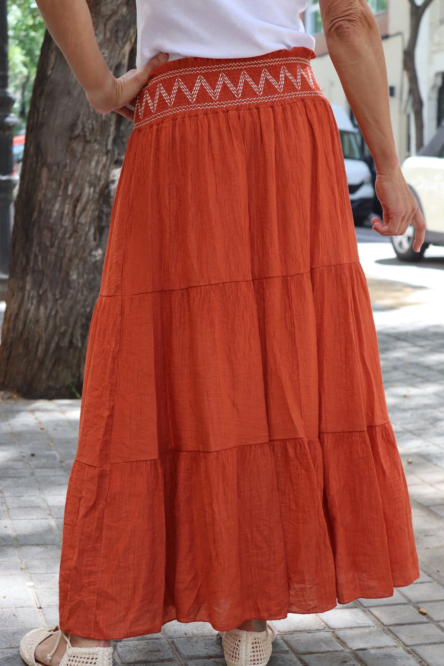 FALDA ZIG ZAG NARANJA