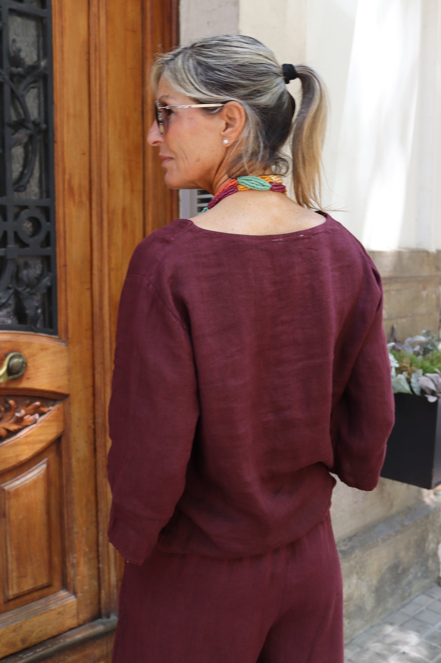 CAMISOLA LINO VINO
