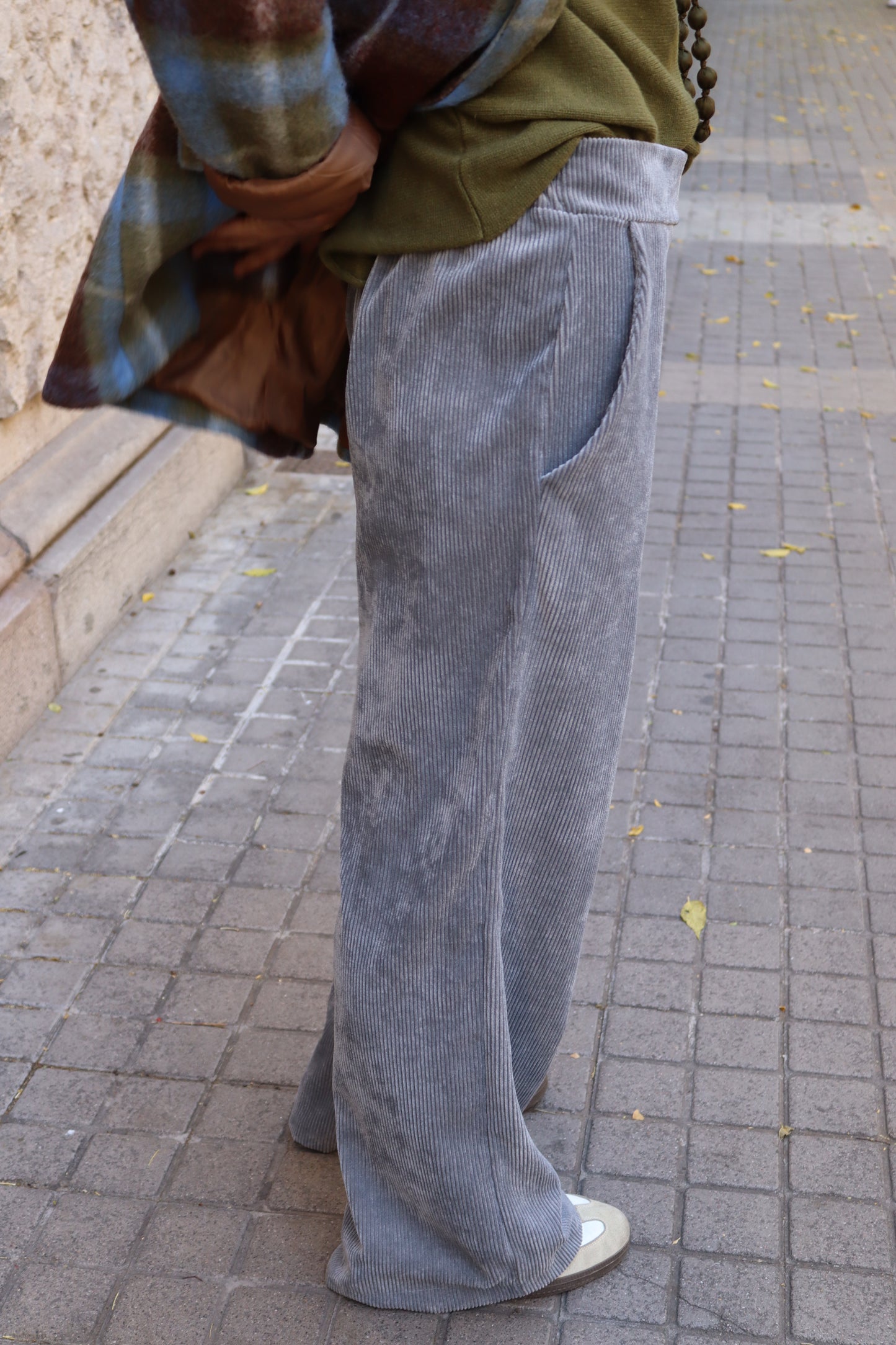 PANTALÓN PANA OLIVIA GRIS