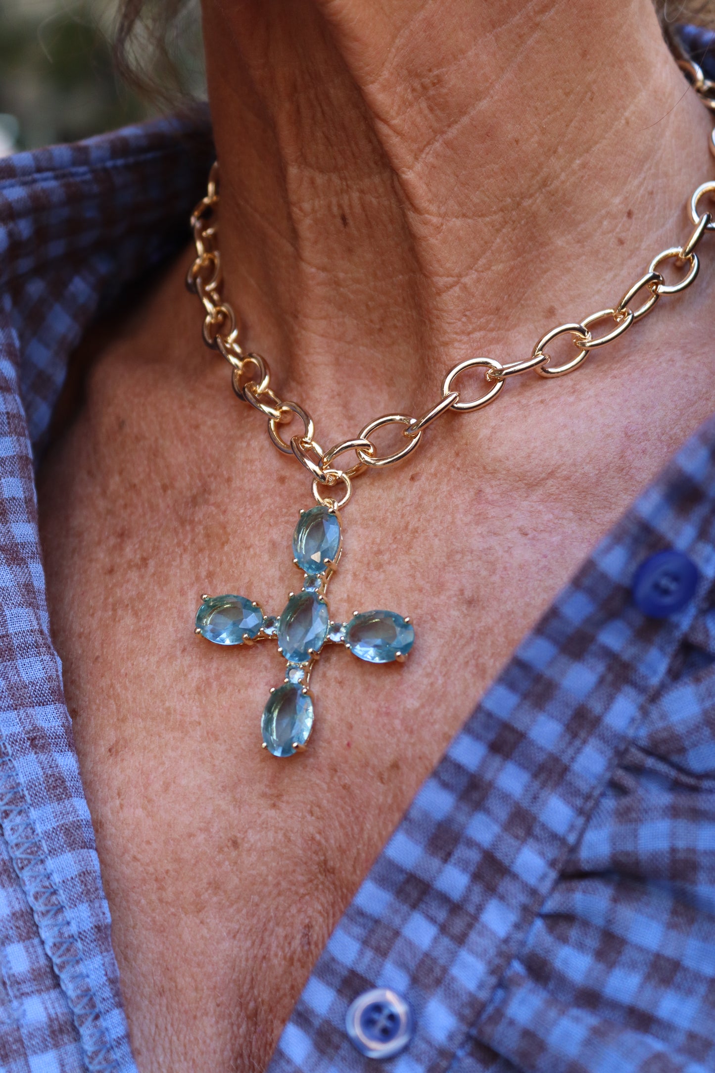 GARGANTILLA CRUZ TURQUESA