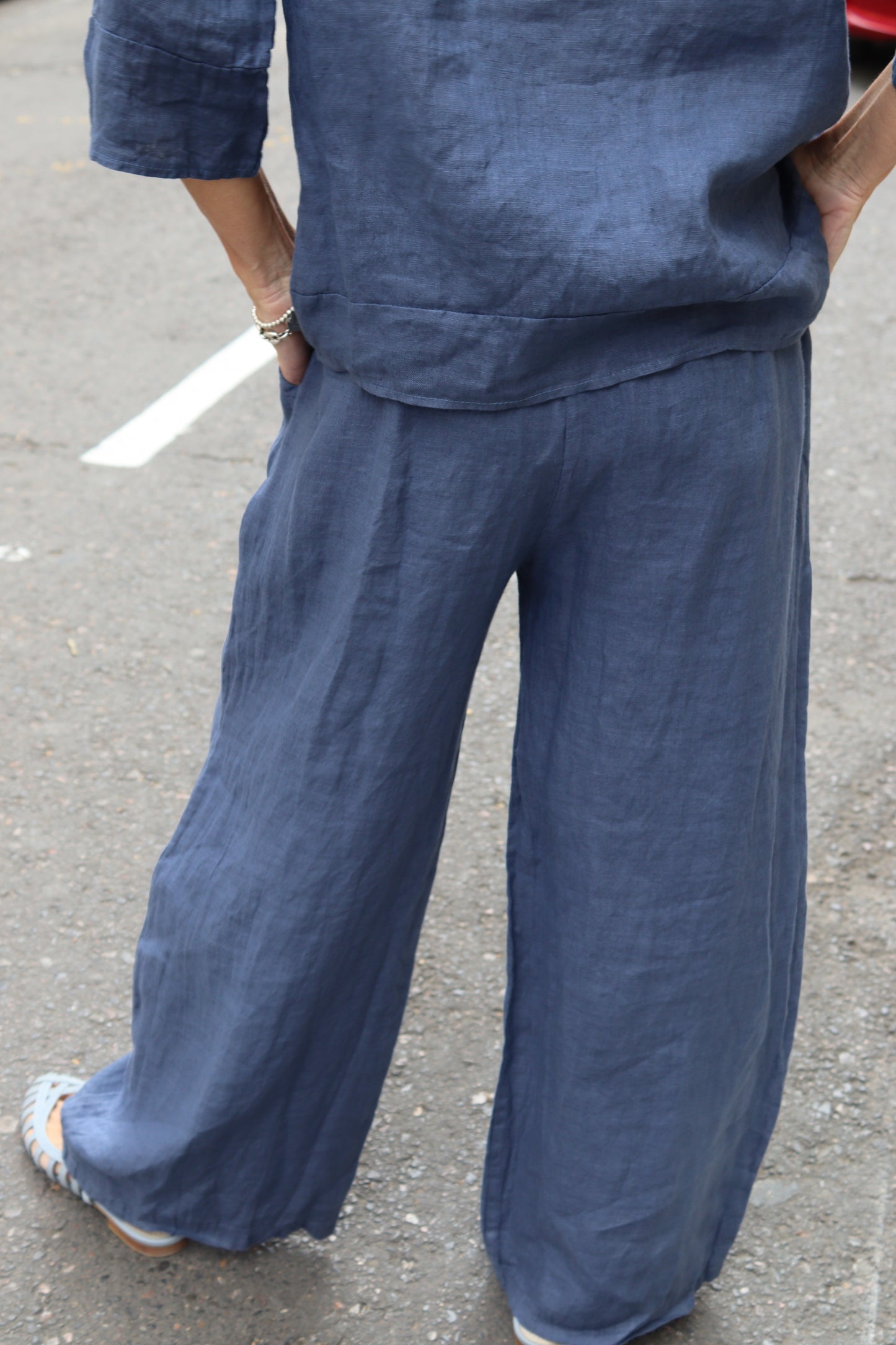 PANTALÓN LINO AZUL