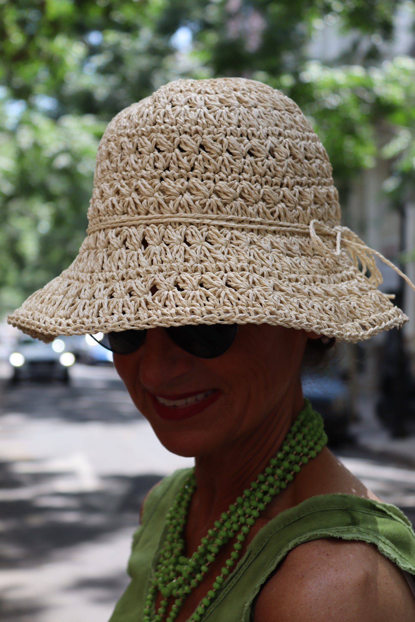 SOMBRERO RAFIA BLANCO ROTO