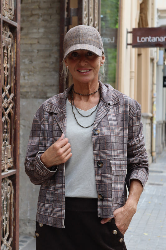 CHAQUETA ESCOCESA CHOCOLATE