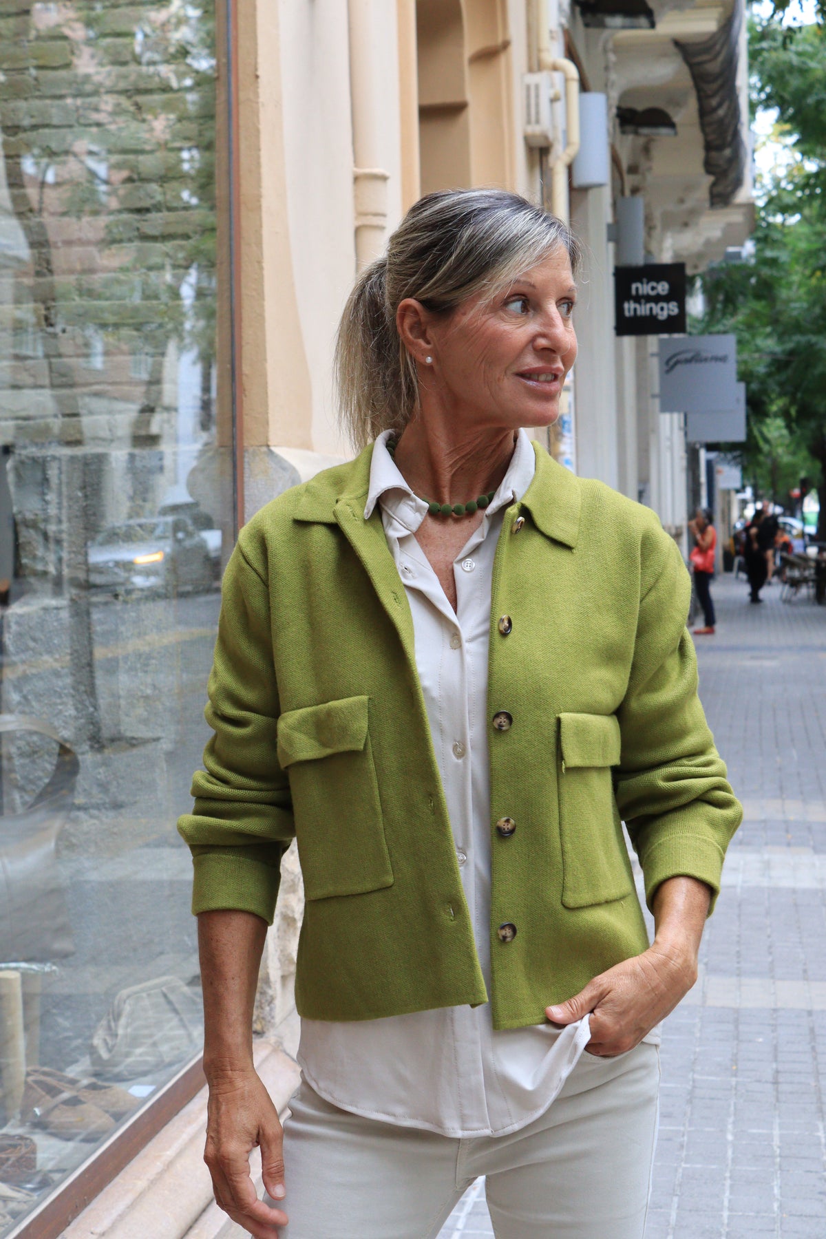 CHAQUETA BOLSILLOS PISTACHO