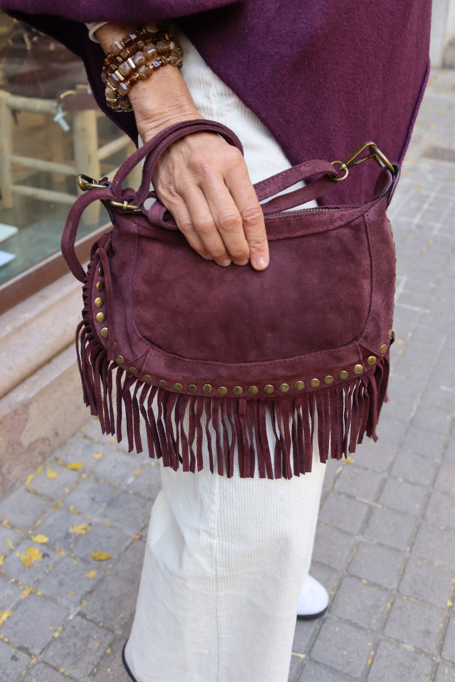 BOLSO FLECOS BERENJENA