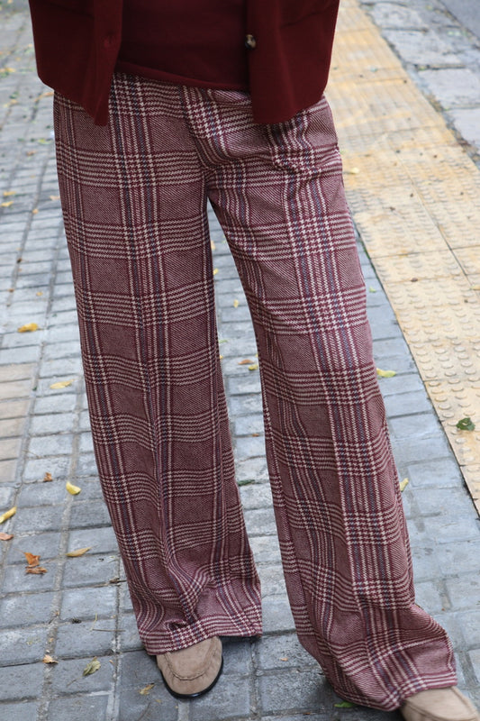 PANTALON CUADROS GRANATE