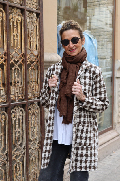 ABRIGO PATA DE GALLO MARRÓN