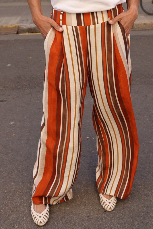 PANTALÓN RAYAS NARANJA