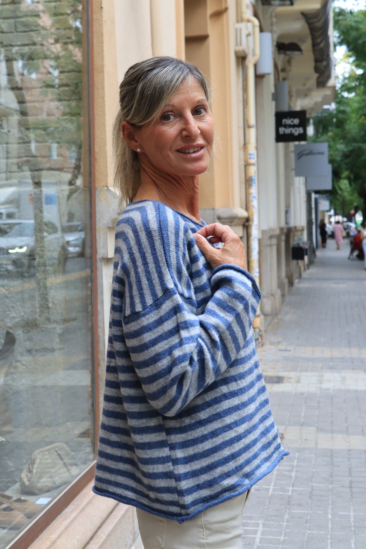 CHAQUETA RAYAS AZUL