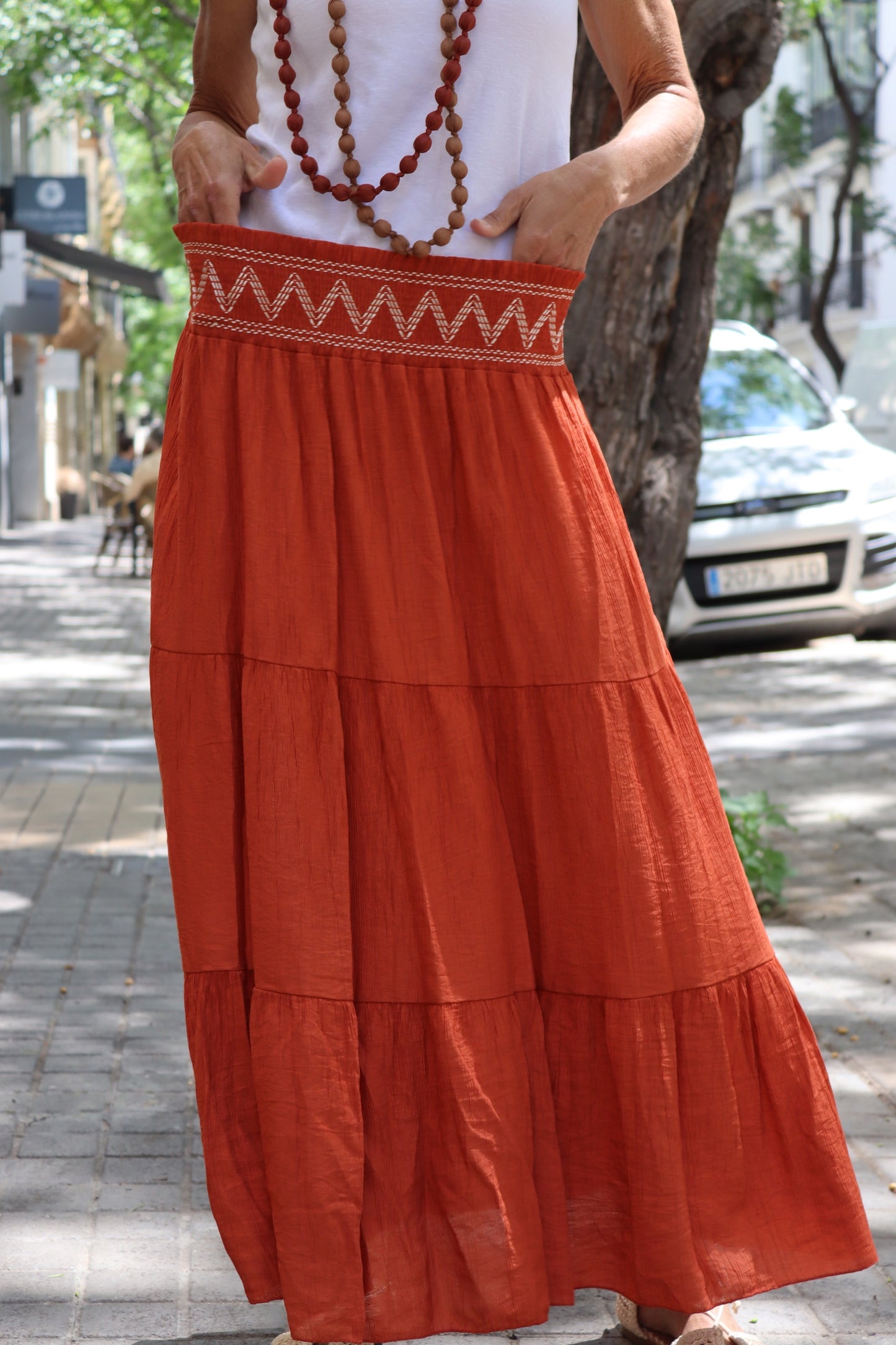 FALDA ZIG ZAG NARANJA