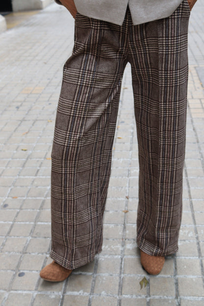 PANTALÓN CUADROS BEIGE