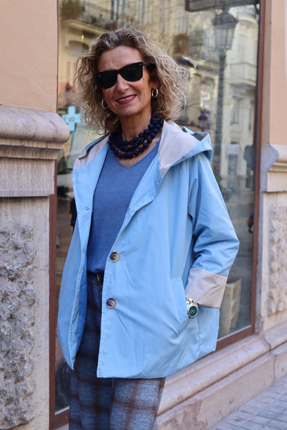 GABARDINA ANI CAPUCHA AZUL BEBE