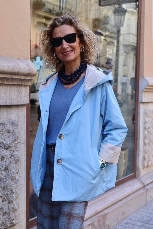 GABARDINA ANI CAPUCHA AZUL BEBE