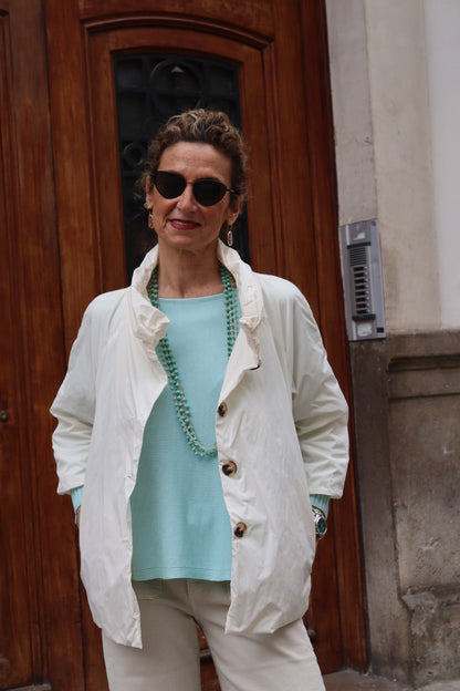 GABARDINA CORTA MERY BLANCO ROTO