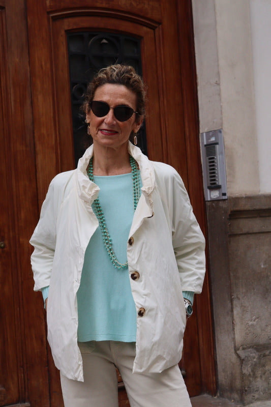 GABARDINA CORTA MERY BLANCO ROTO