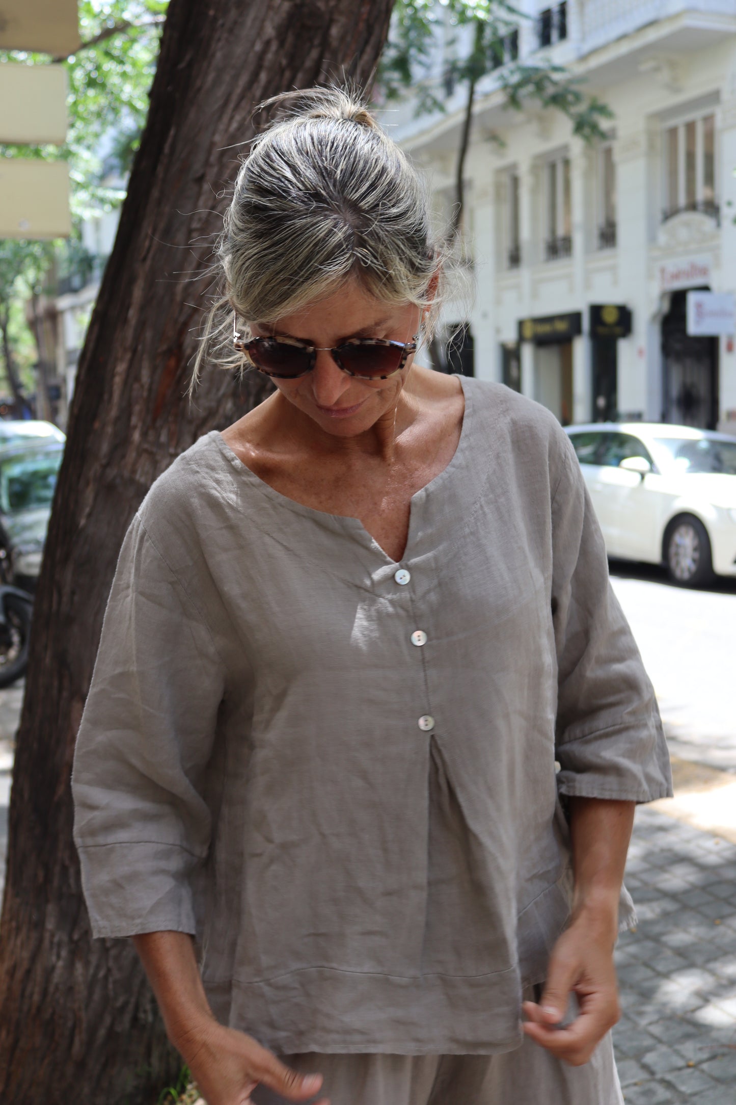 CAMISOLA LINO TOPO