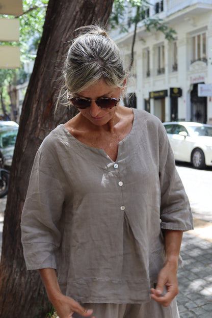 CAMISOLA LINO TOPO