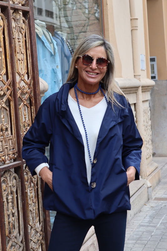 GABARDINA CORTA MERY AZUL MARINO