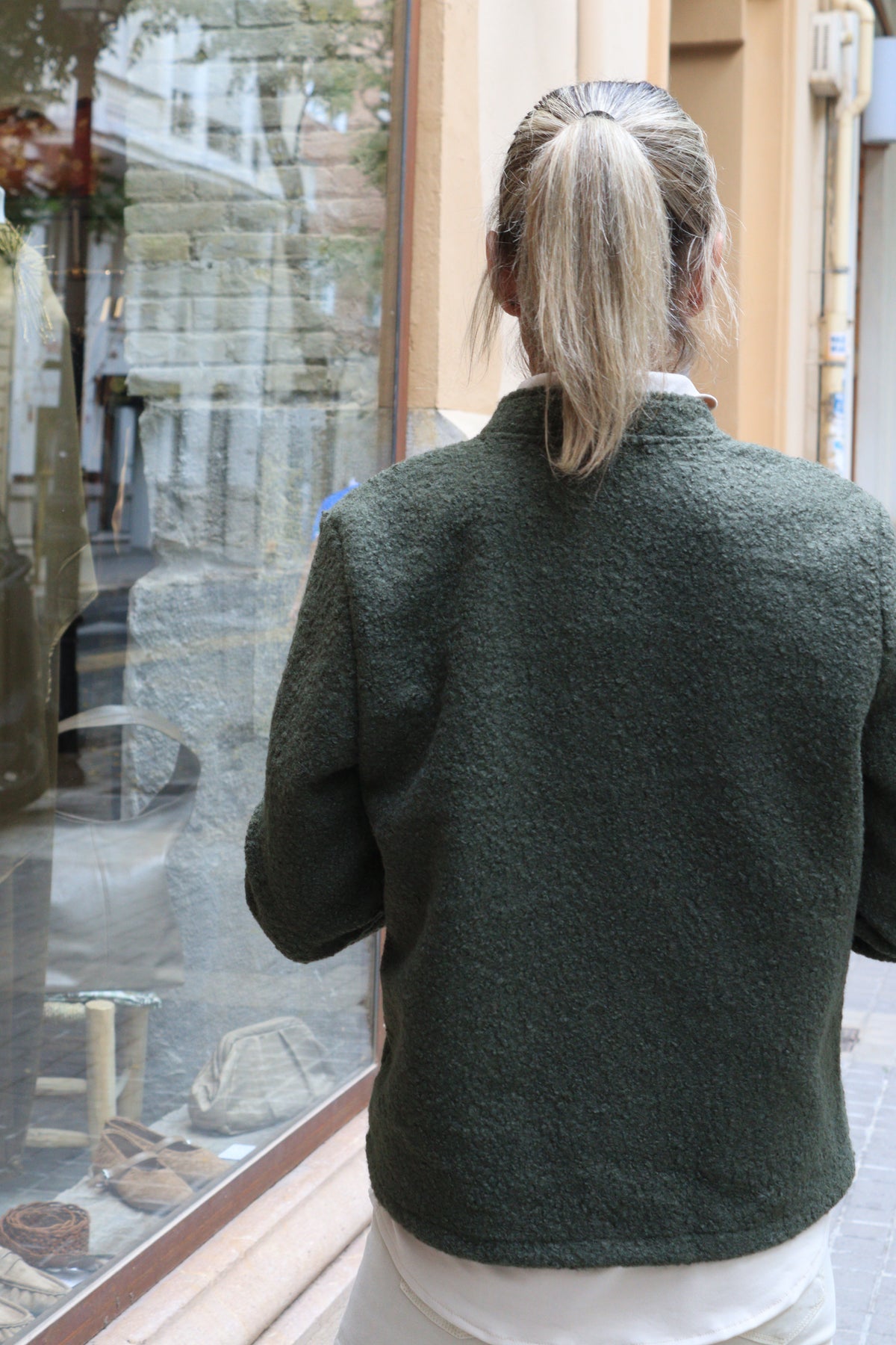 CHAQUETA RIZADA VERDE