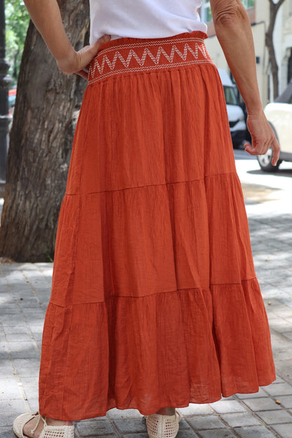 FALDA ZIG ZAG NARANJA