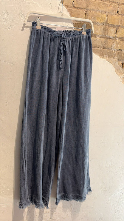 PANTALON LINO AZUL FLECOS