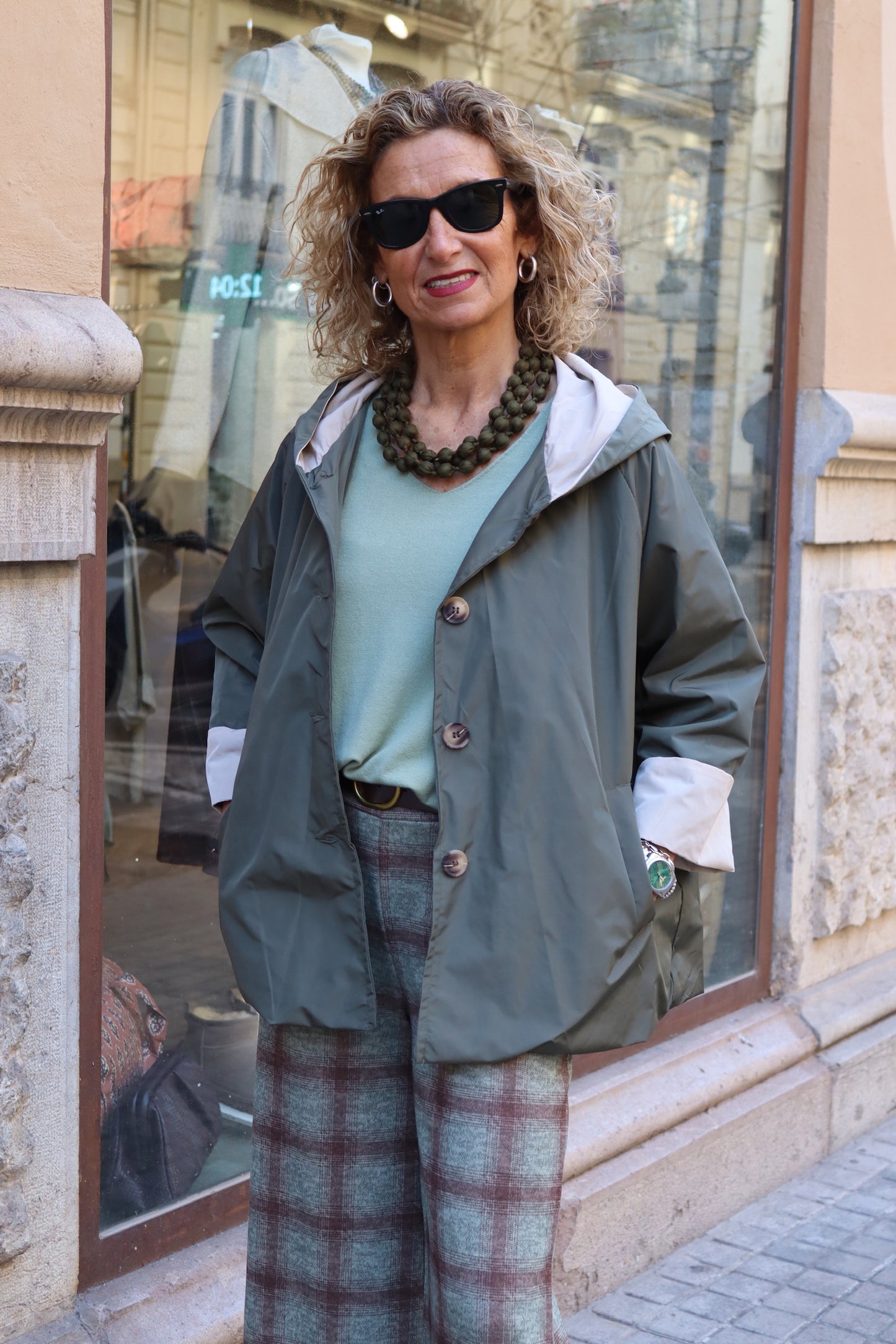 GABARDINA ANI CAPUCHA VERDE MILITAR