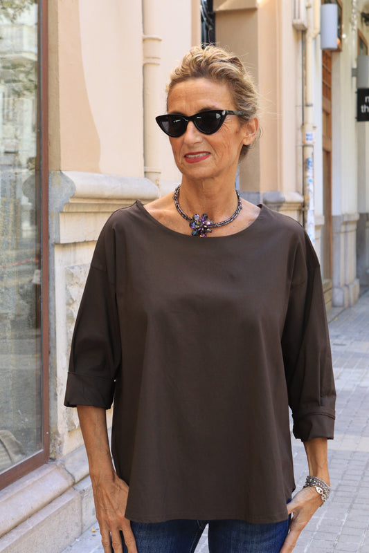 BLUSA NEOPRENO MARRÓN