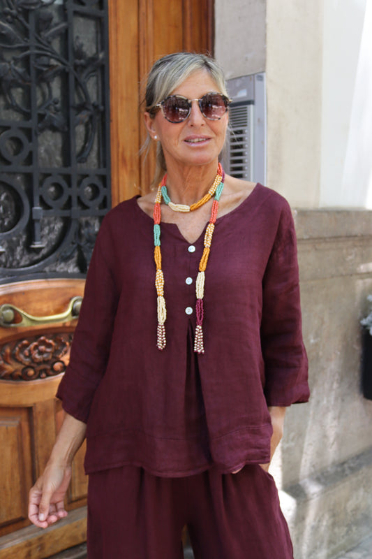 CAMISOLA LINO VINO