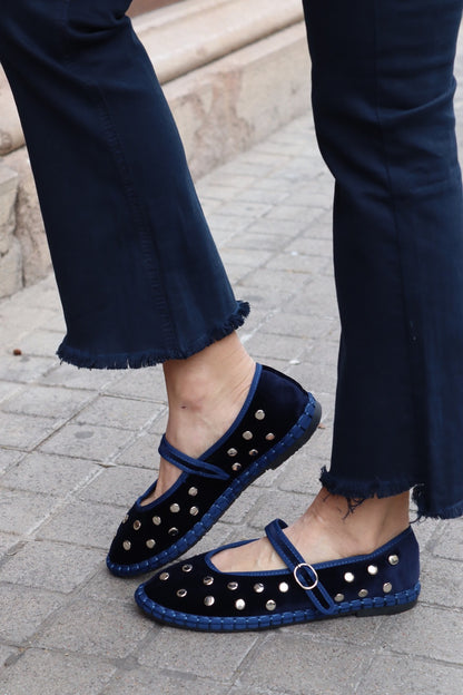 MANOLETINA TACHUELA TERCIOPELO AZUL