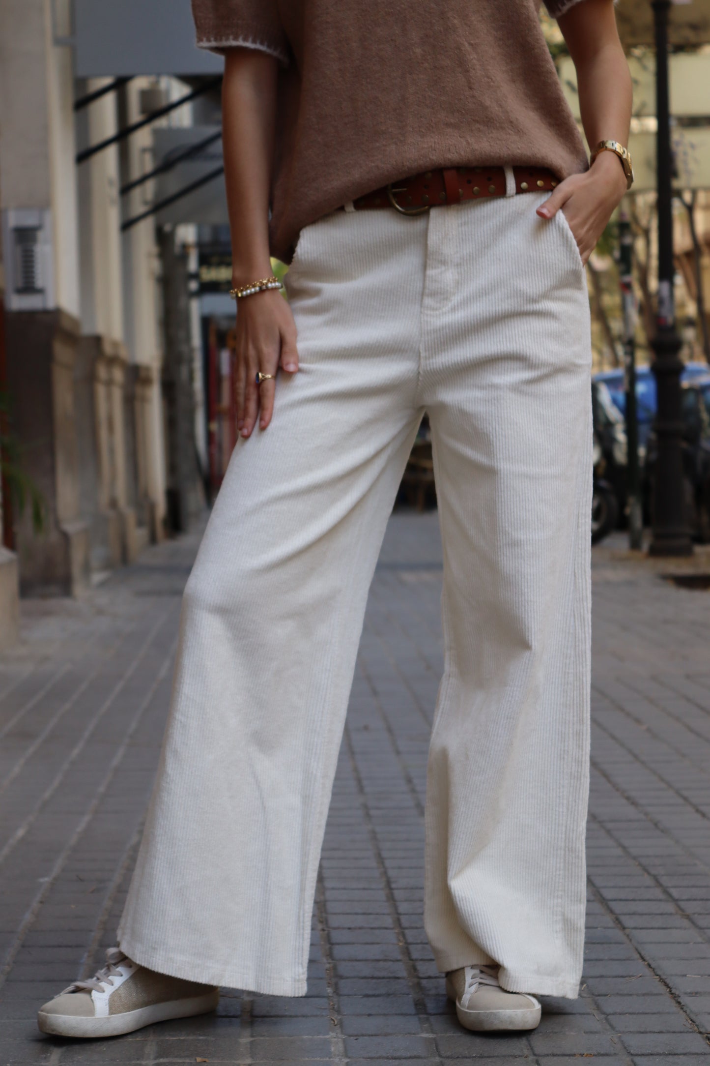 LILLY WHITE CORDUROY PANTS