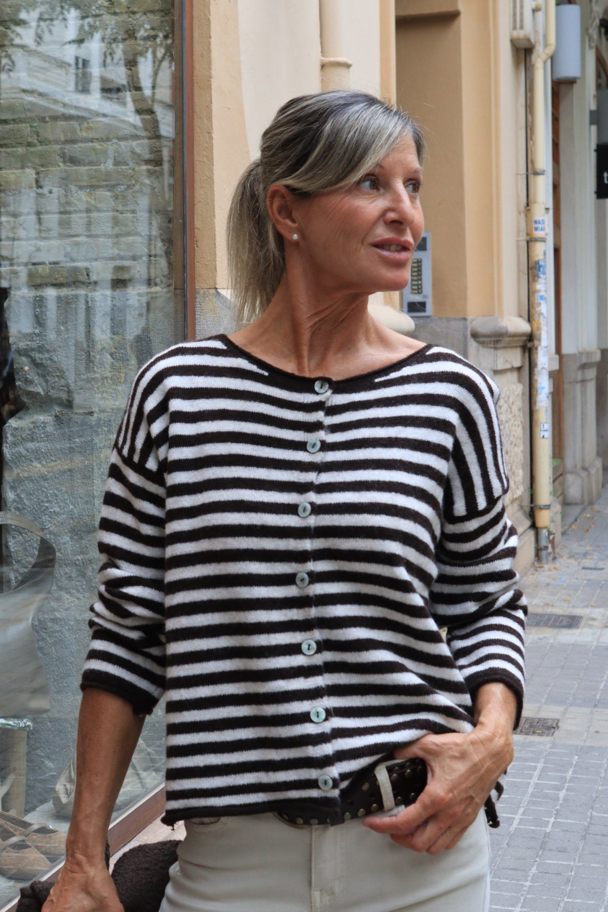 CHAQUETA RAYAS CHOCOLATE
