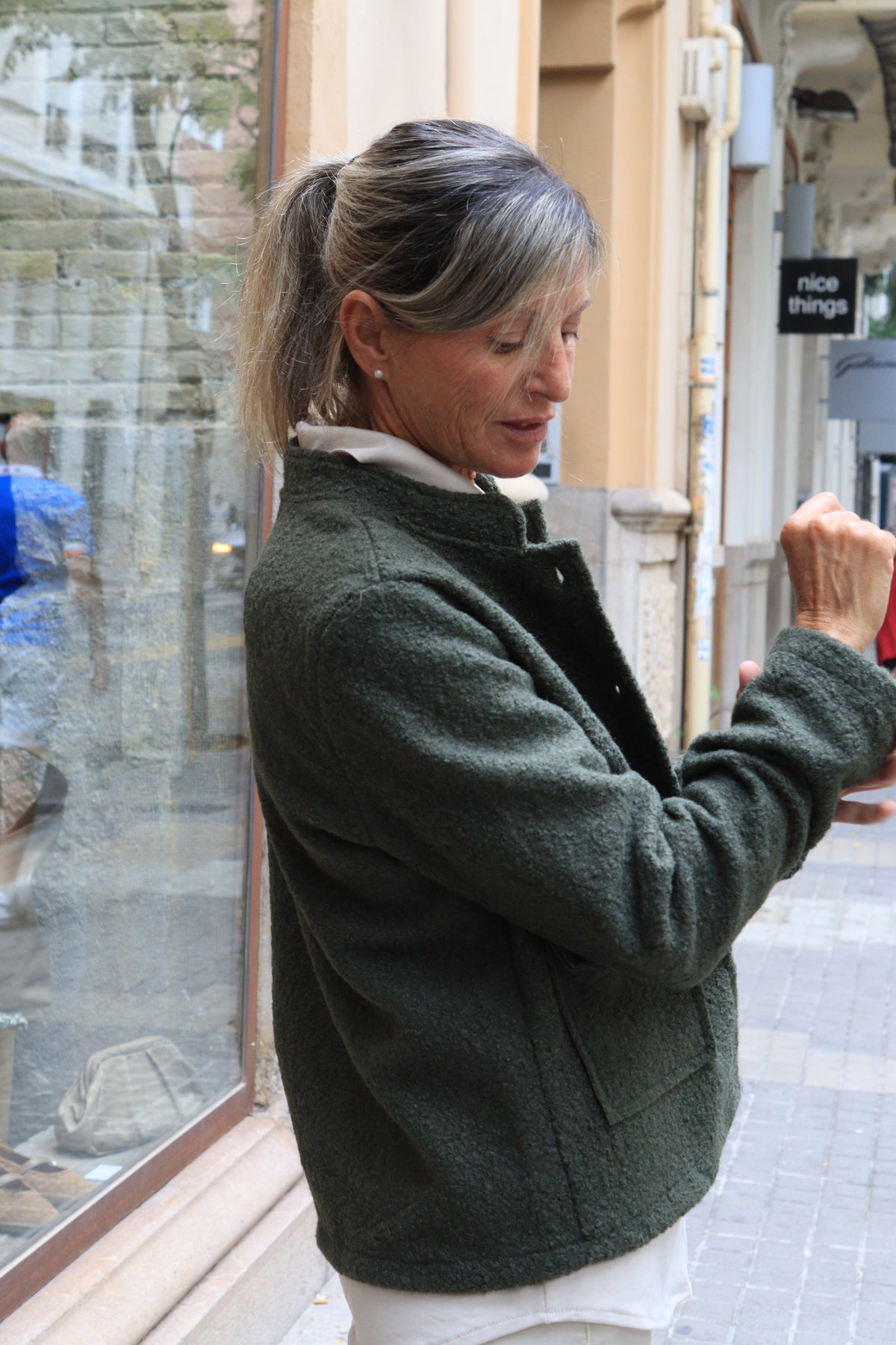 CHAQUETA RIZADA VERDE