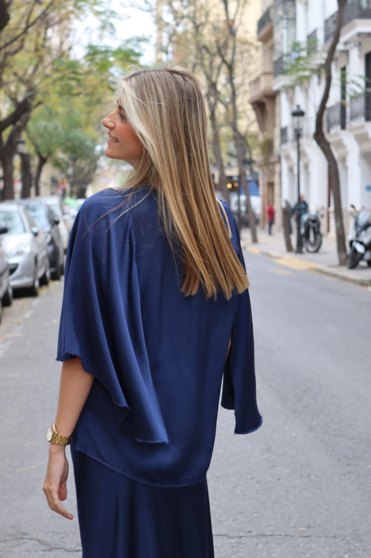 NAVY BLUE CAPE SHIRT