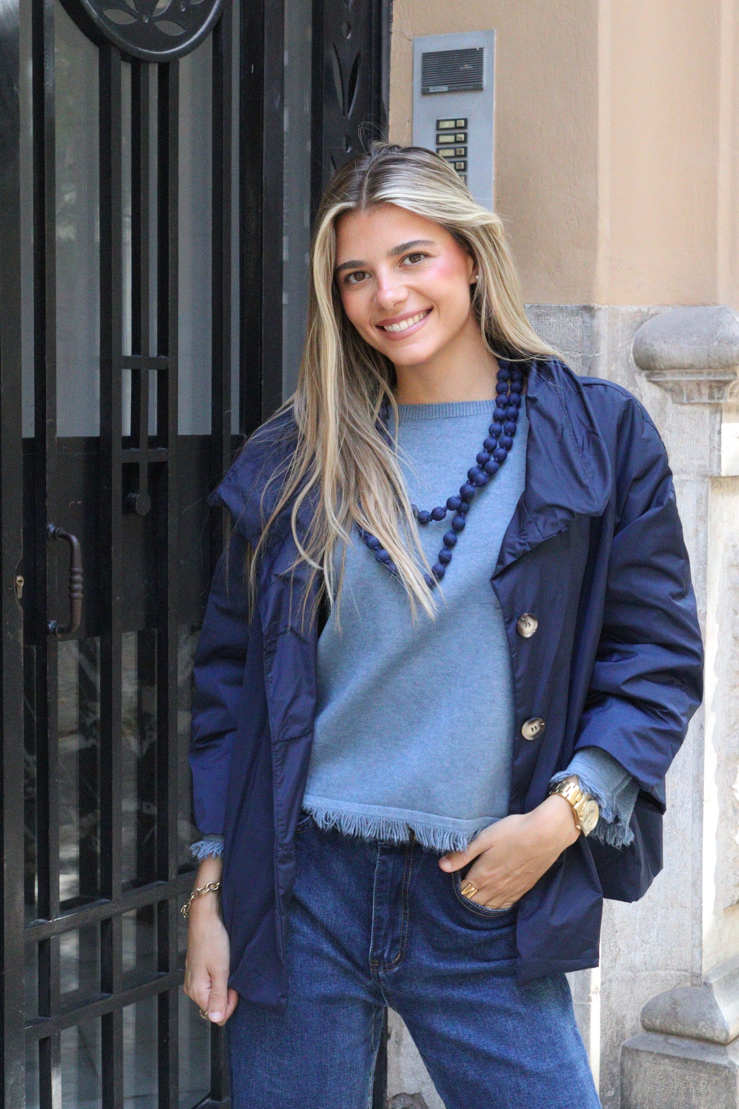GABARDINA CORTA AZUL MARINO