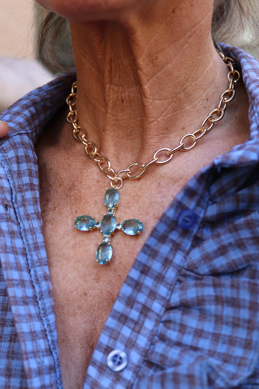 GARGANTILLA CRUZ TURQUESA