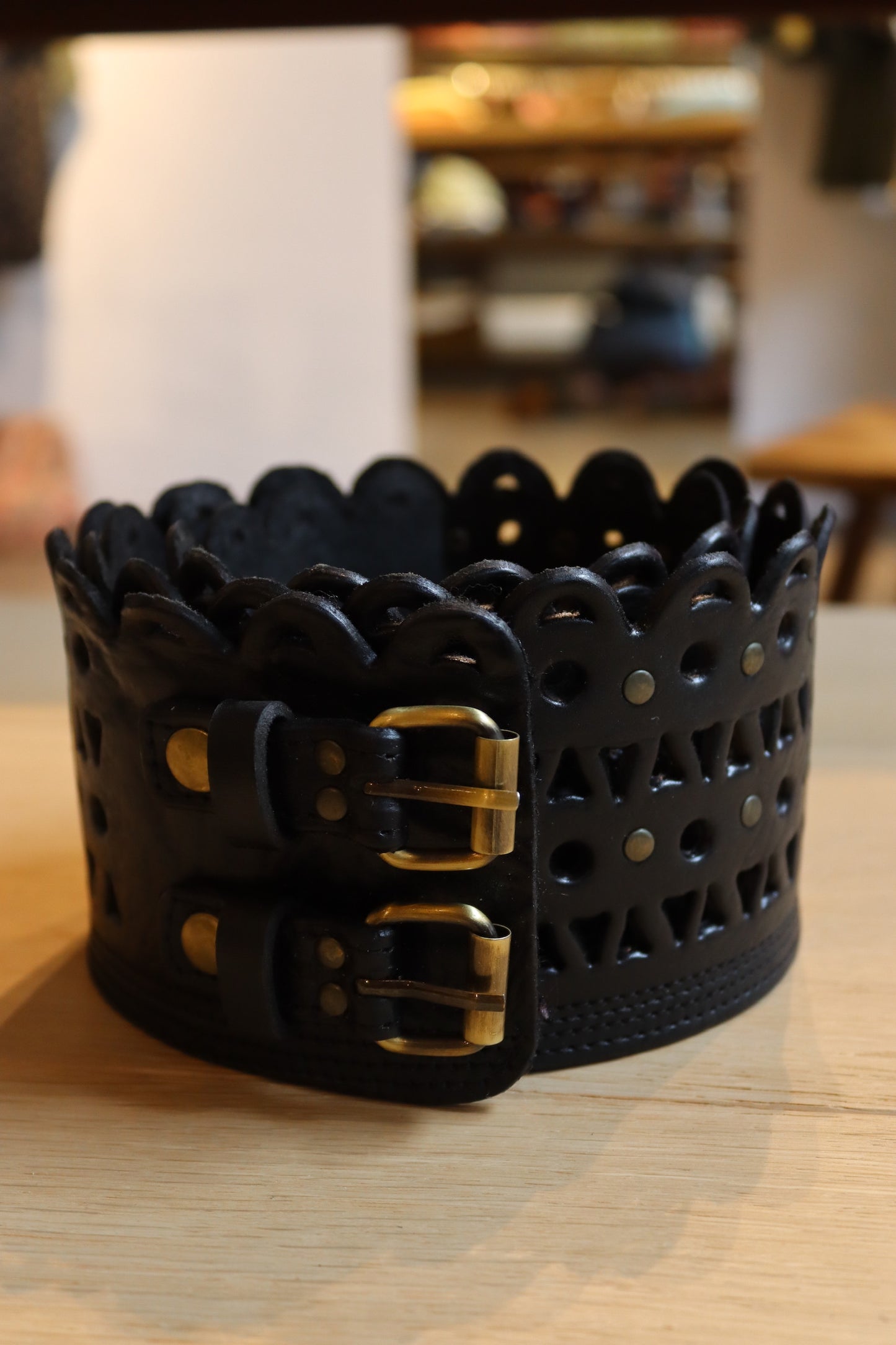 CINTURON ANCHO DOBLE HEBILLA NEGRO