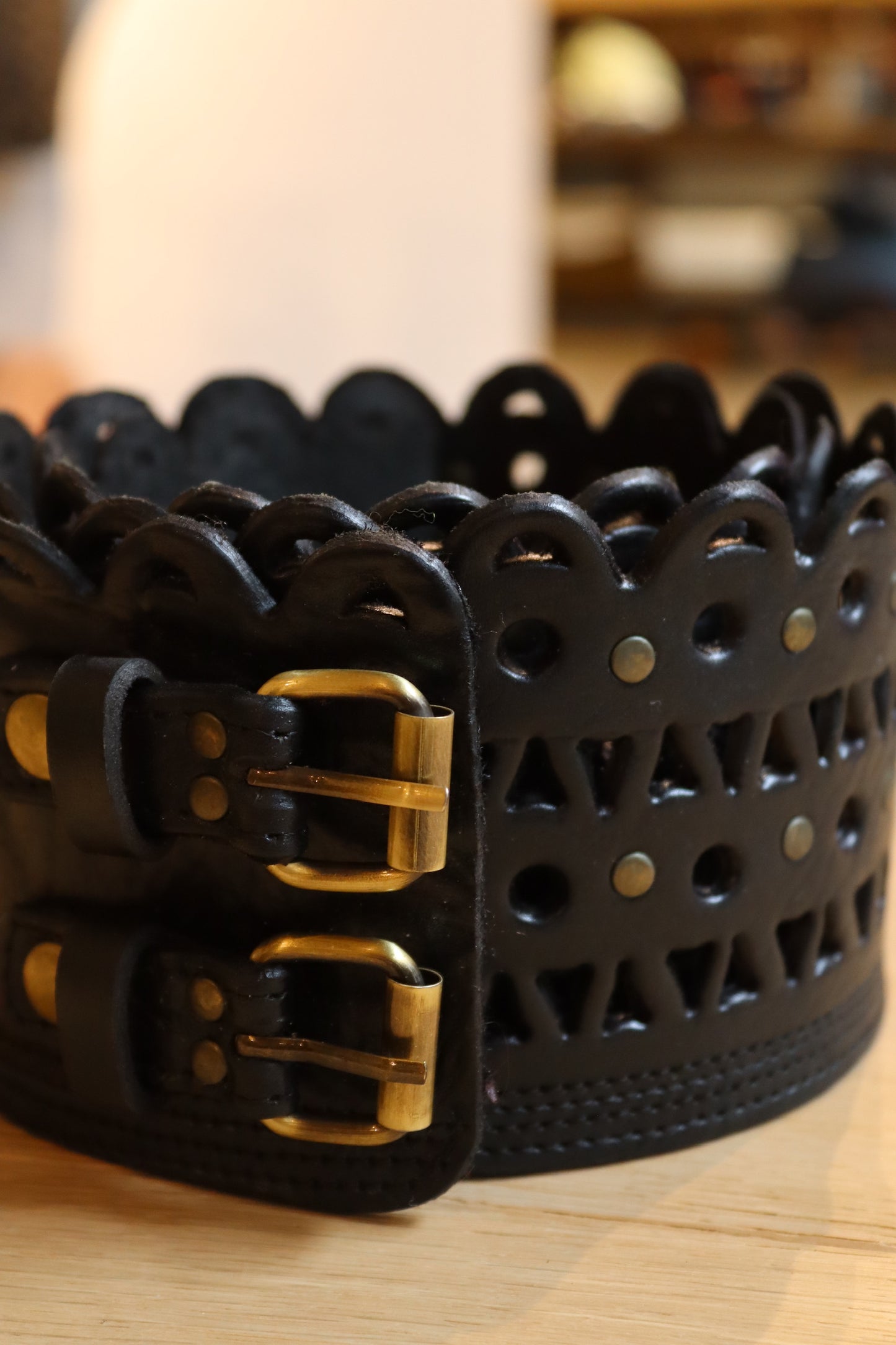 CINTURON ANCHO DOBLE HEBILLA NEGRO