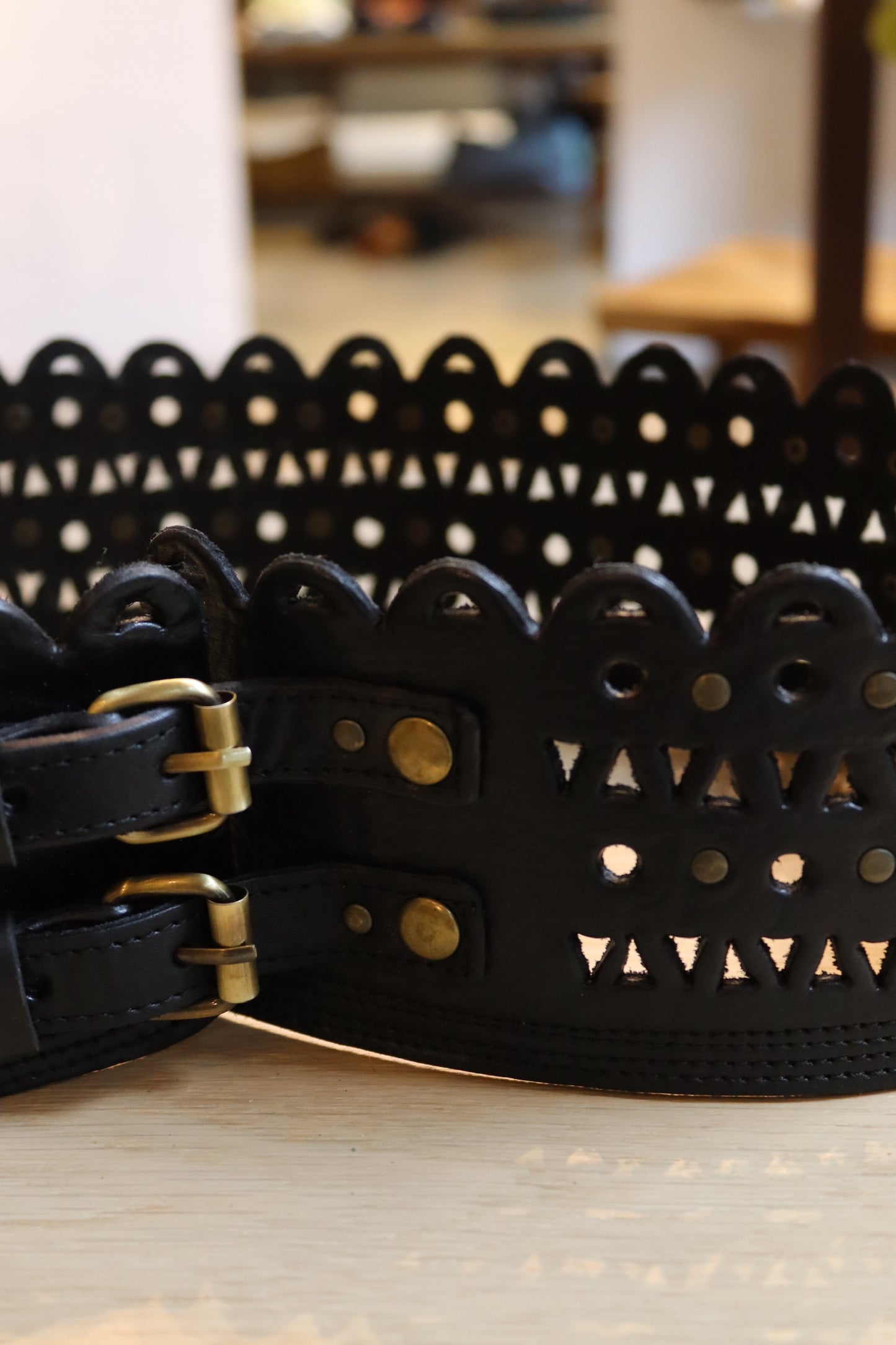 CINTURON ANCHO DOBLE HEBILLA NEGRO