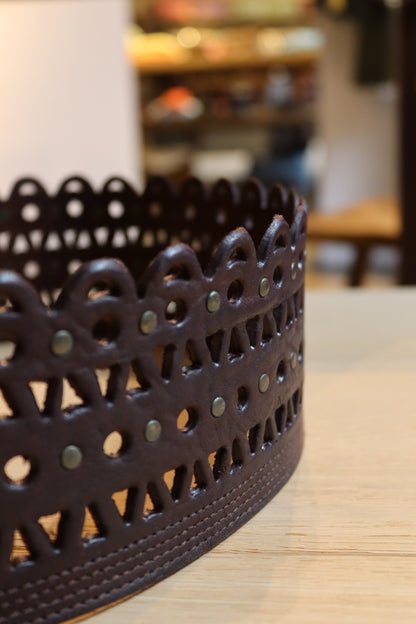 CINTURON ANCHO DOBLE HEBILLA MARRON