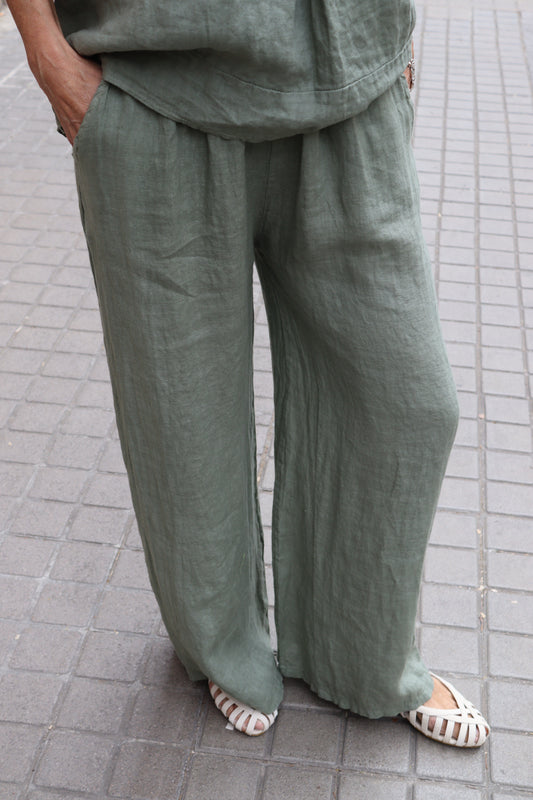 PANTALÓN LINO VERDE