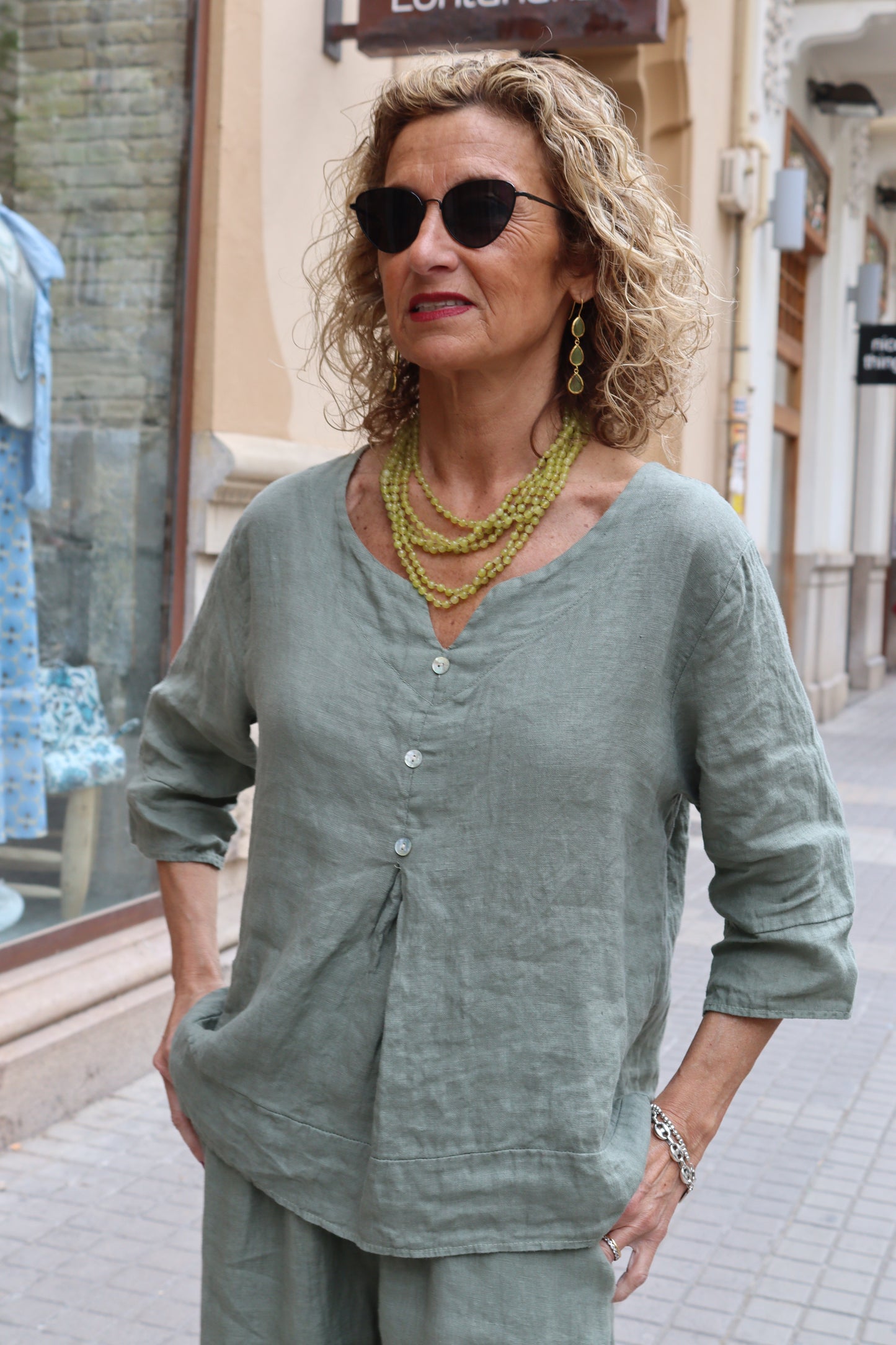 CAMISOLA LINO VERDE