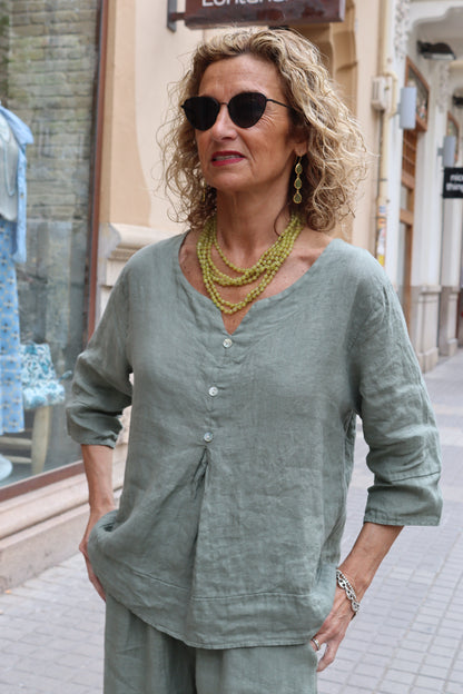 CAMISOLA LINO VERDE