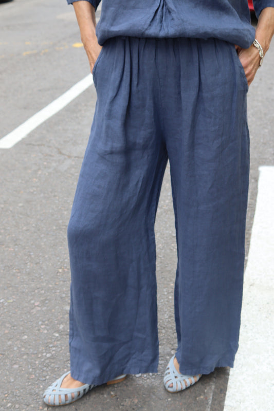 PANTALÓN LINO AZUL