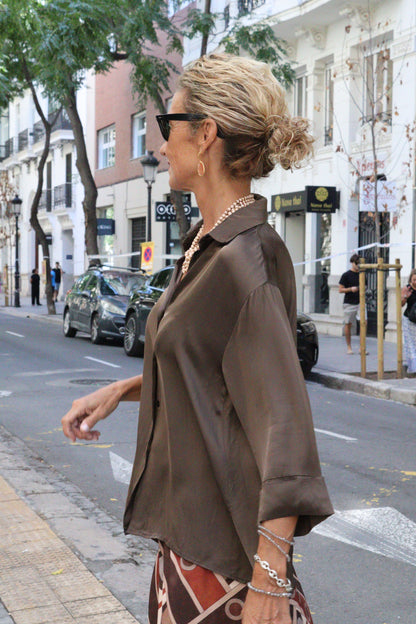 CAMISA MONACO MARRON TOPO