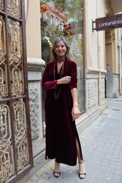VESTIDO TERCIOPELO VINO