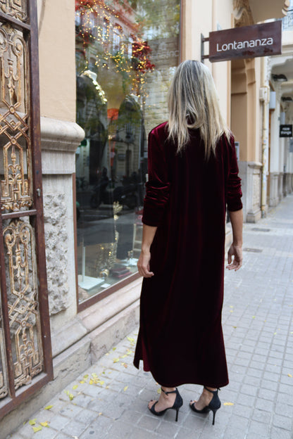 VESTIDO TERCIOPELO VINO