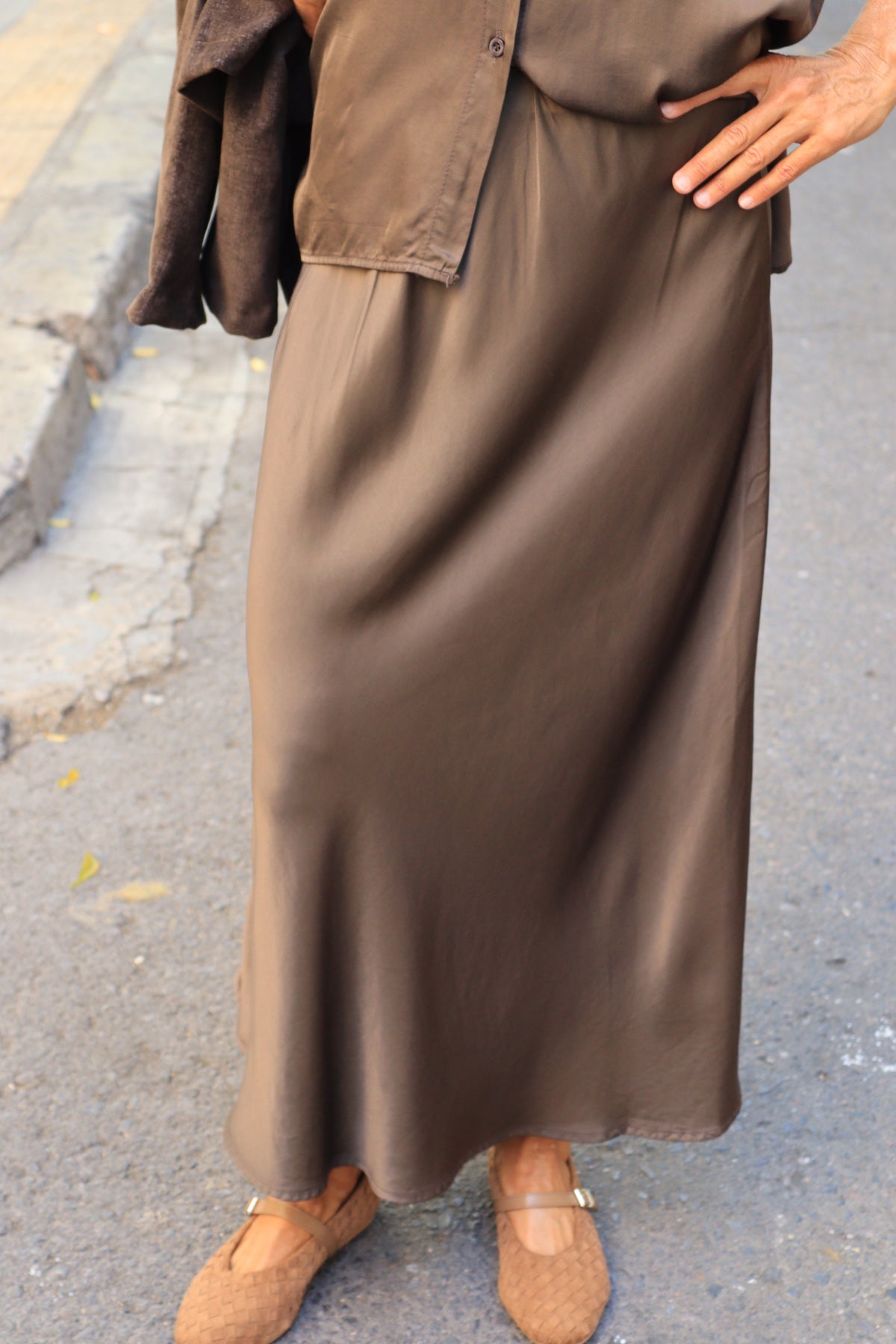 FALDA MONACO MARRON TOPO