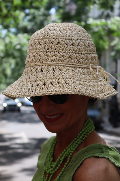 SOMBRERO RAFIA BLANCO ROTO