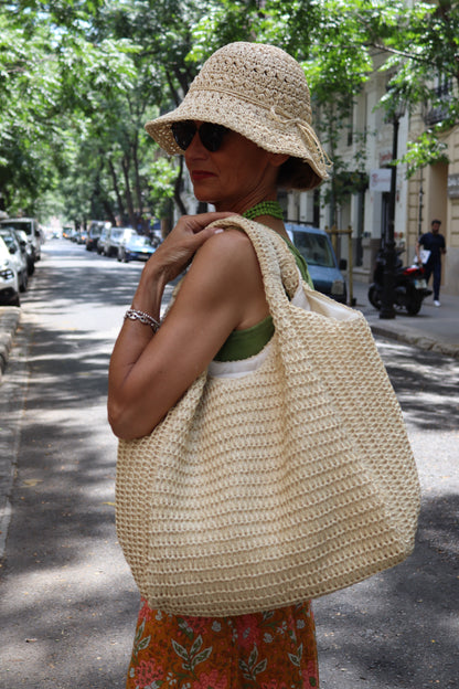 BOLSO SHOPPING RAFIA BLANCO